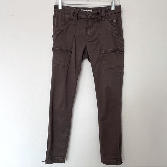 Joie Park Skinny Pants Cargo Style Ankle Zip Fatigue Green Size 28 - Picture 2 of 13